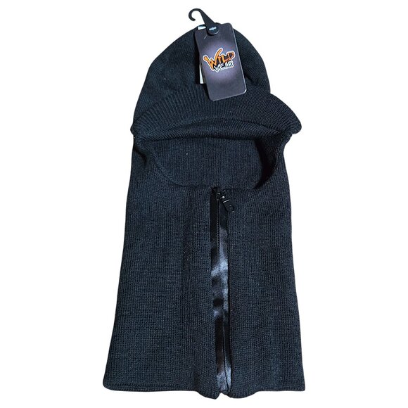 Wild Wear Knit Hood Balaclava Black Front Zip Up with Visor Outdoor Winter Gear - Picture 1 of 8